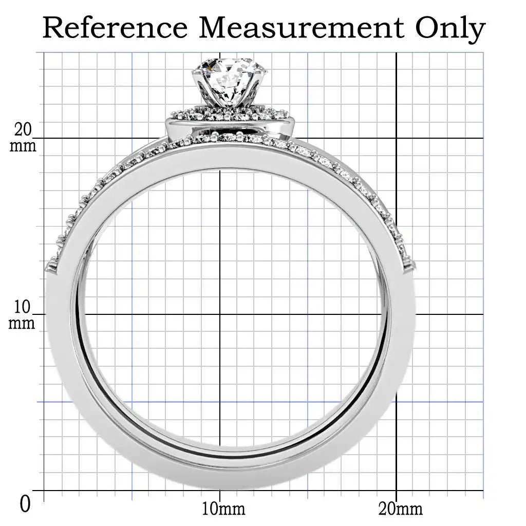 1W164 - Rhodium Brass Ring with AAA Grade CZ in Clear - Alamode - Flyclothing LLC