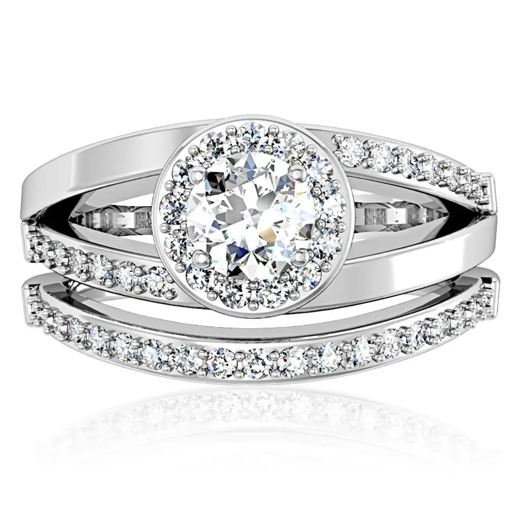 1W164 - Rhodium Brass Ring with AAA Grade CZ in Clear - Alamode - Flyclothing LLC