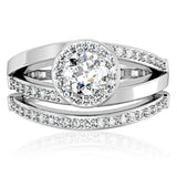 1W164 - Rhodium Brass Ring with AAA Grade CZ in Clear - Alamode - Flyclothing LLC
