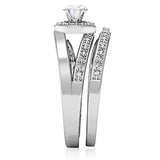 1W164 - Rhodium Brass Ring with AAA Grade CZ in Clear - Alamode - Flyclothing LLC