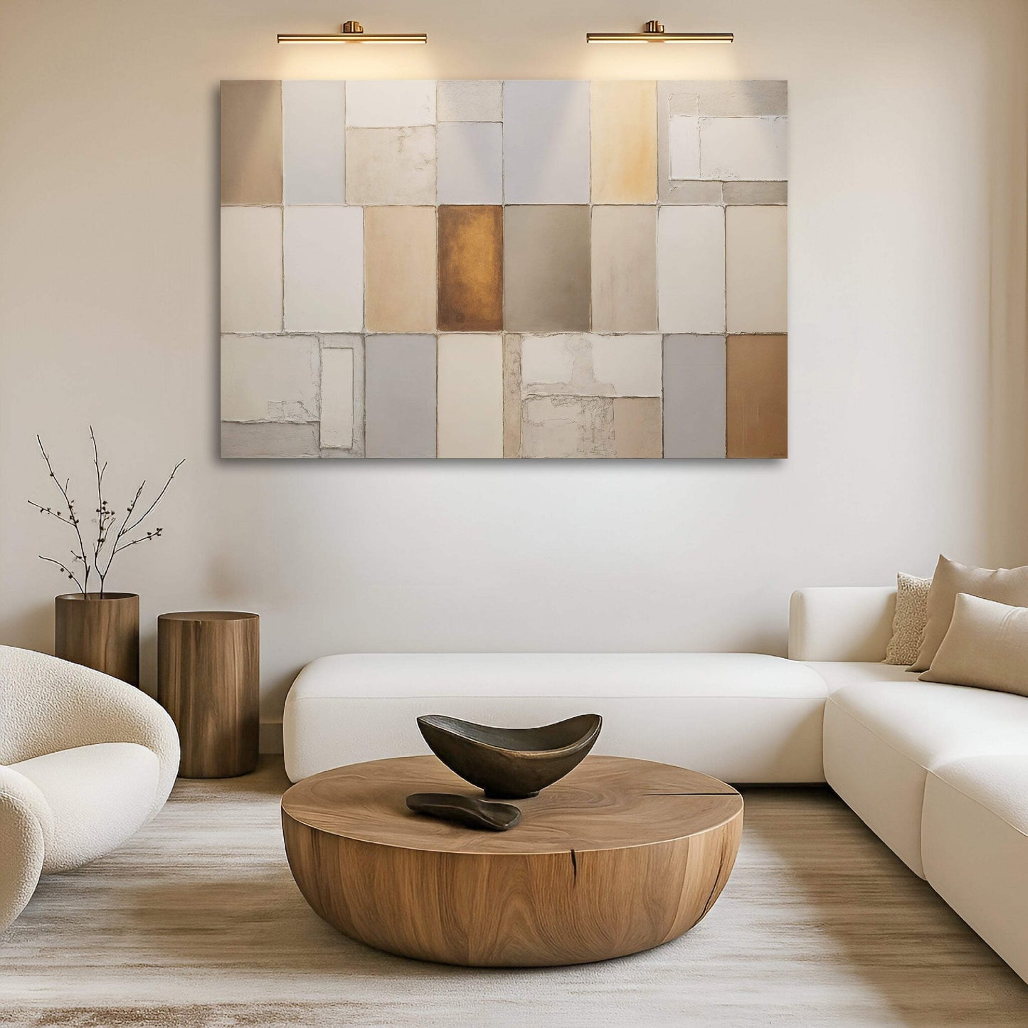 Earth Tones Patchwork Geometric Wall Art - Tailored Canvases - Flyclothing LLC
