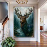 Misty Stag Double Exposure Wall Art - Tailored Canvases - Flyclothing LLC