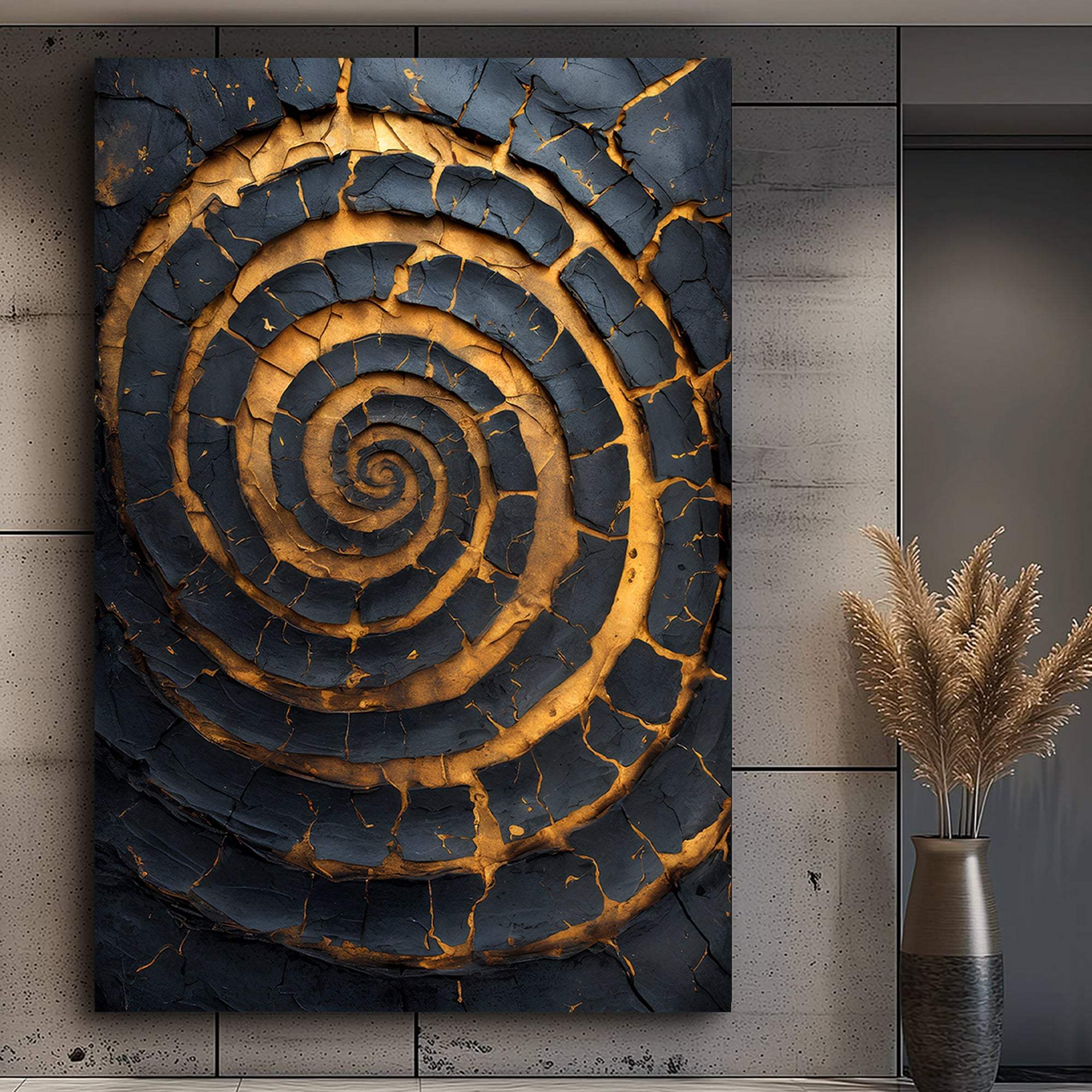 Black and Gold Spiral Wall Art - Tailored Canvases - Flyclothing LLC