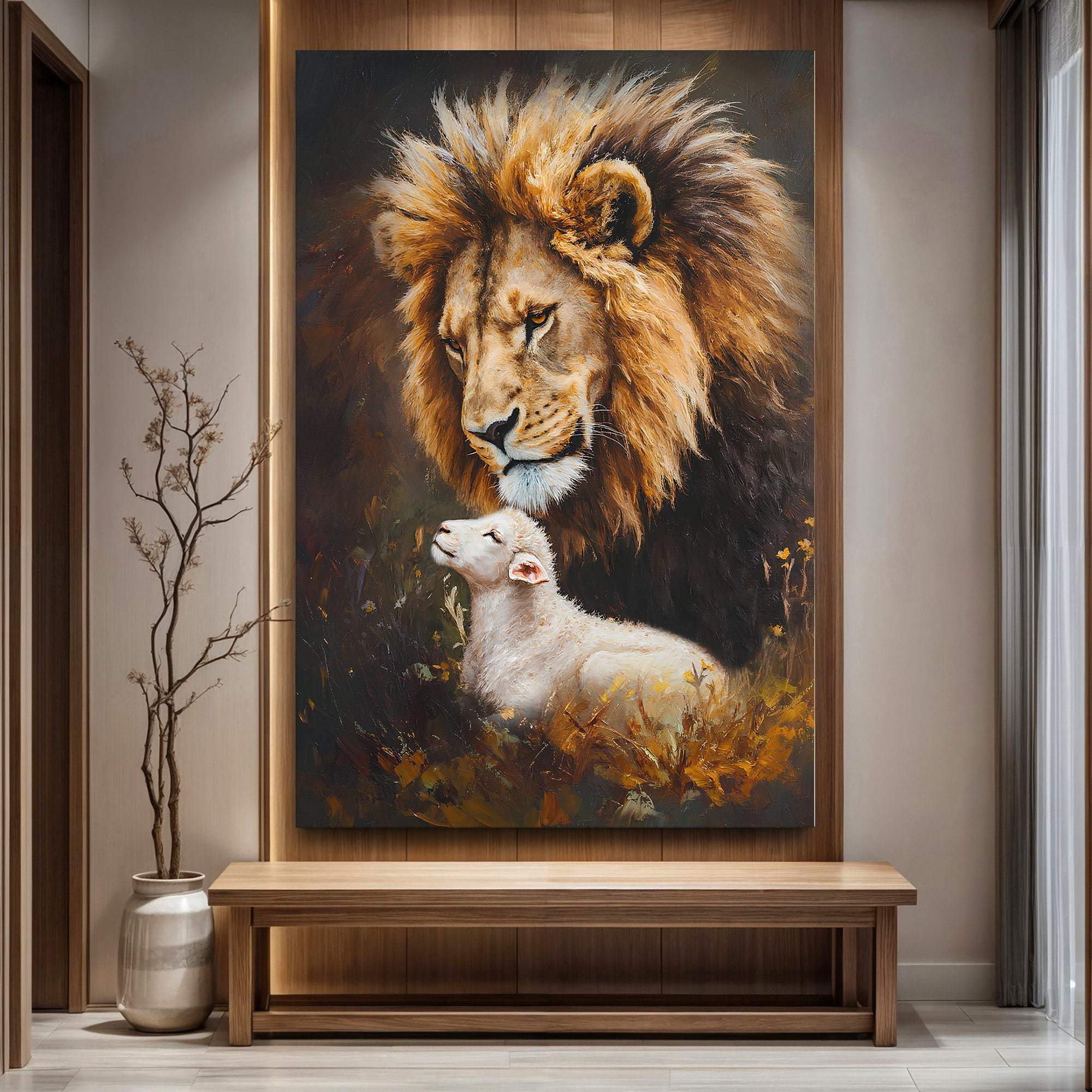 Lion And Sheep Faith Wall Art - Tailored Canvases - Flyclothing LLC