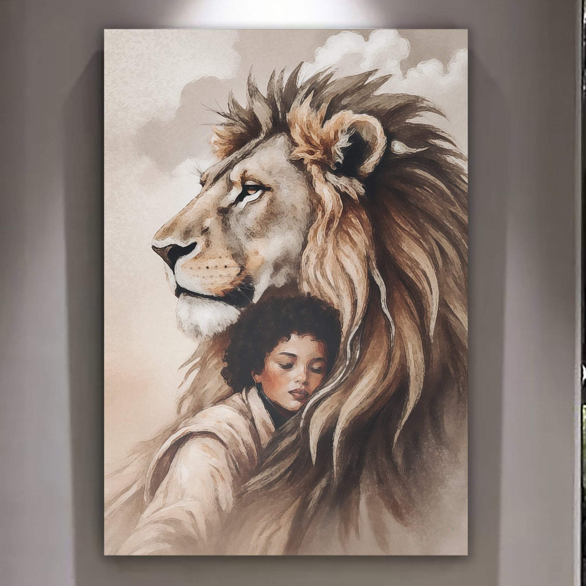 Lion And Girl Faith Wall Art - Tailored Canvases - Flyclothing LLC