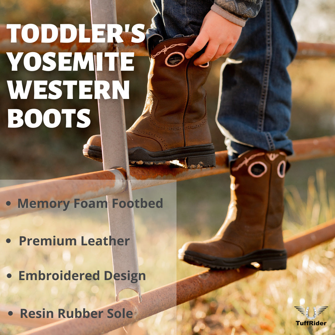 TuffRider Toddlers Yosemite Barbed Wire Embroidered Round Toe Western Boots