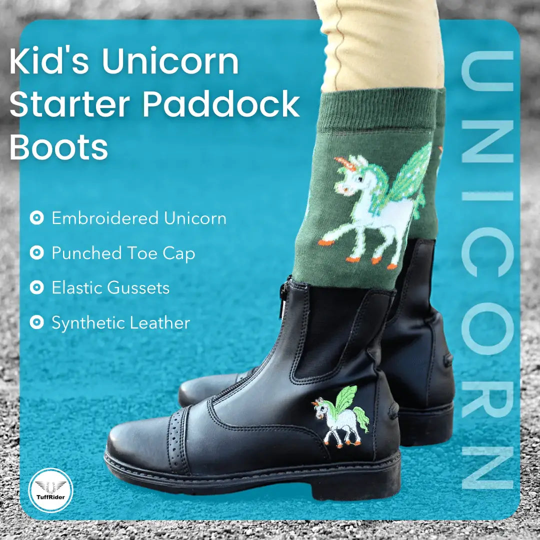 TuffRider Childrens Unicorn Front Zip Paddock Boots Black - Breeches.com - Flyclothing LLC