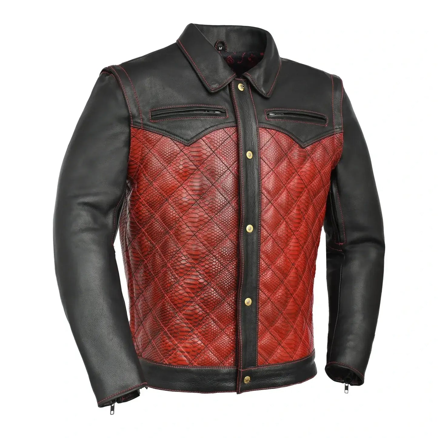 Redstrike Men’s Motorcycle Leather Jacket - First Manufacturing Company - Flyclothing LLC