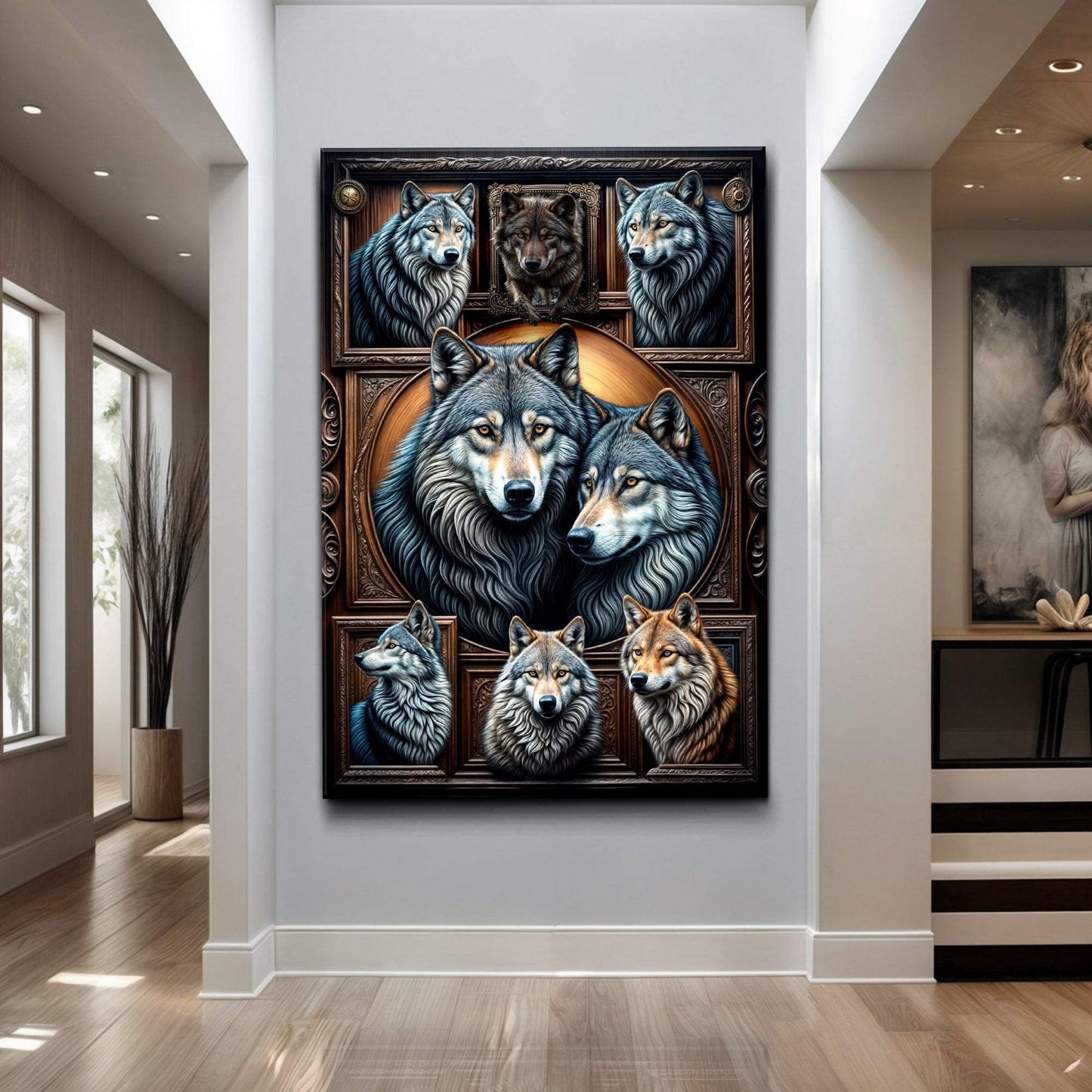 3D Wolf Collage Wall Art III - Tailored Canvases - Flyclothing LLC