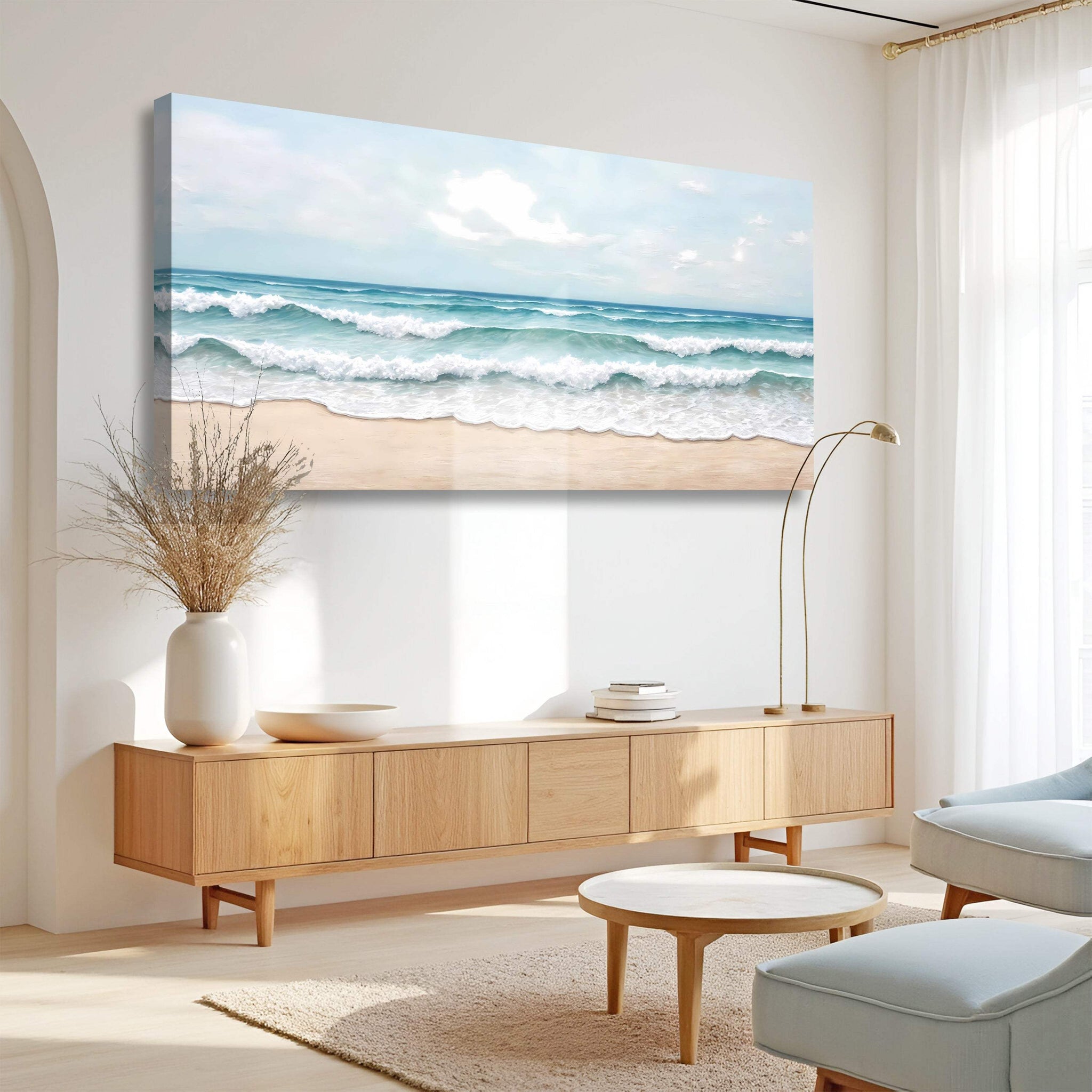 Serene Ocean Wave Coastal Wall Art - Tailored Canvases - Flyclothing LLC