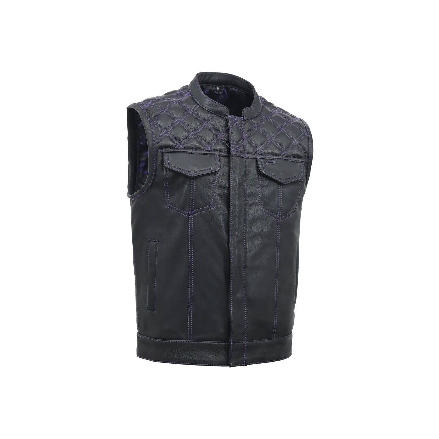 Downside Men's Motorcycle Leather Vest - First Manufacturing Company - Flyclothing LLC