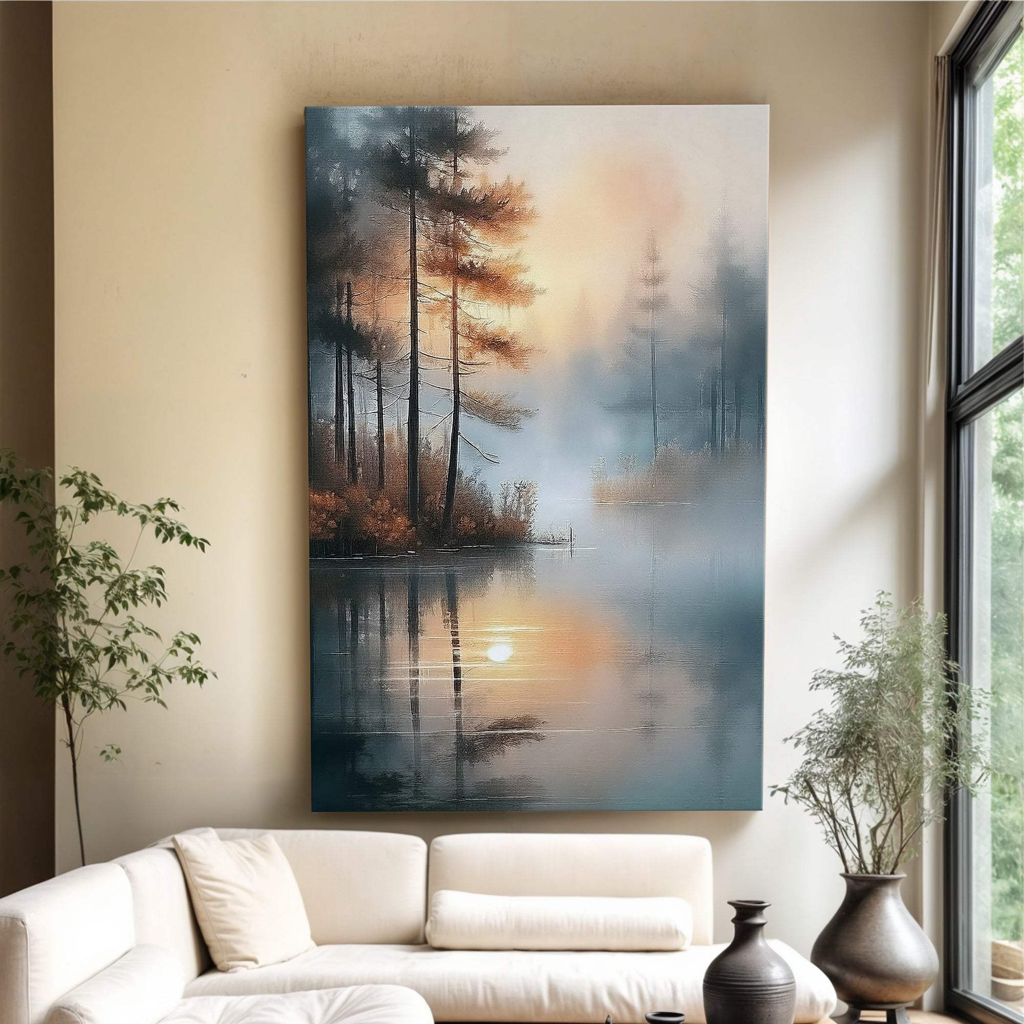 Misty Lake Wall Art - Tailored Canvases - Flyclothing LLC
