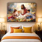 Jesus With Children Faith Wall Art II - Tailored Canvases - Flyclothing LLC