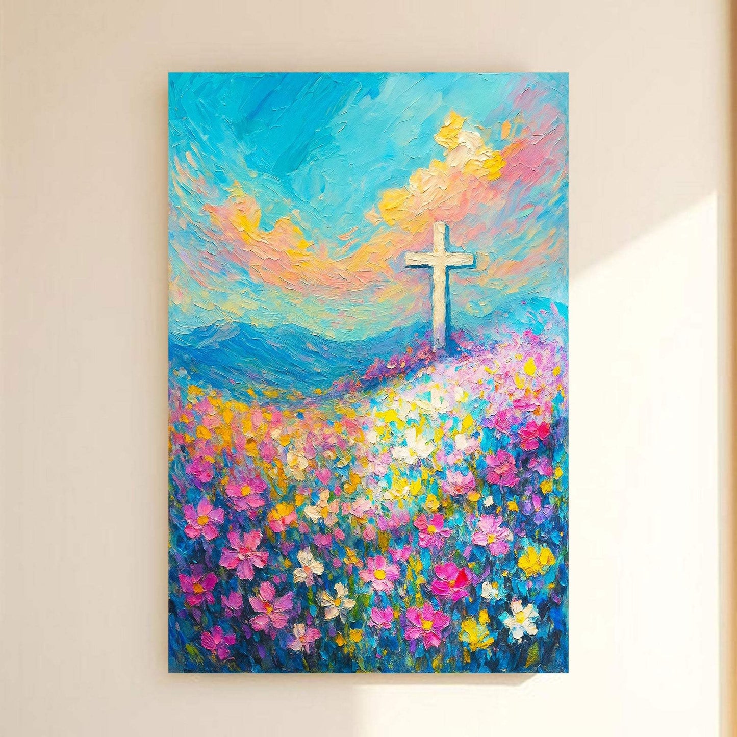 Cross Floral Field Faith Wall Art III - Tailored Canvases - Flyclothing LLC