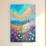 Cross Floral Field Faith Wall Art III - Tailored Canvases - Flyclothing LLC