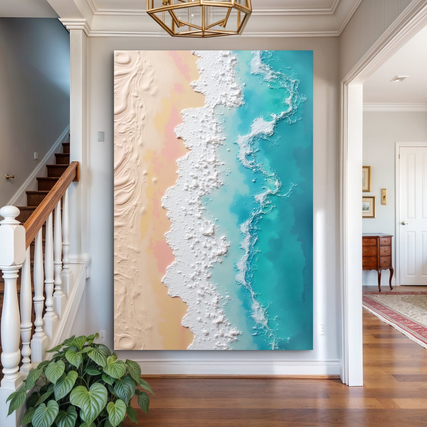 3D Minimalist Pink and Blue Ocean Wall Art - Tailored Canvases - Flyclothing LLC