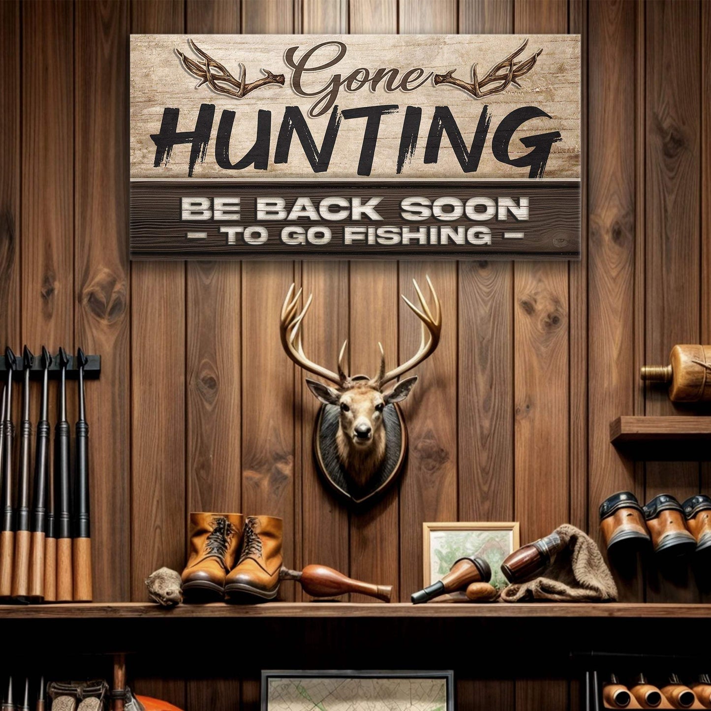 Gone Hunting Sign II - Tailored Canvases - Flyclothing LLC