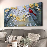 Golden Petals and Scarlet Wings Wall Art - Tailored Canvases - Flyclothing LLC