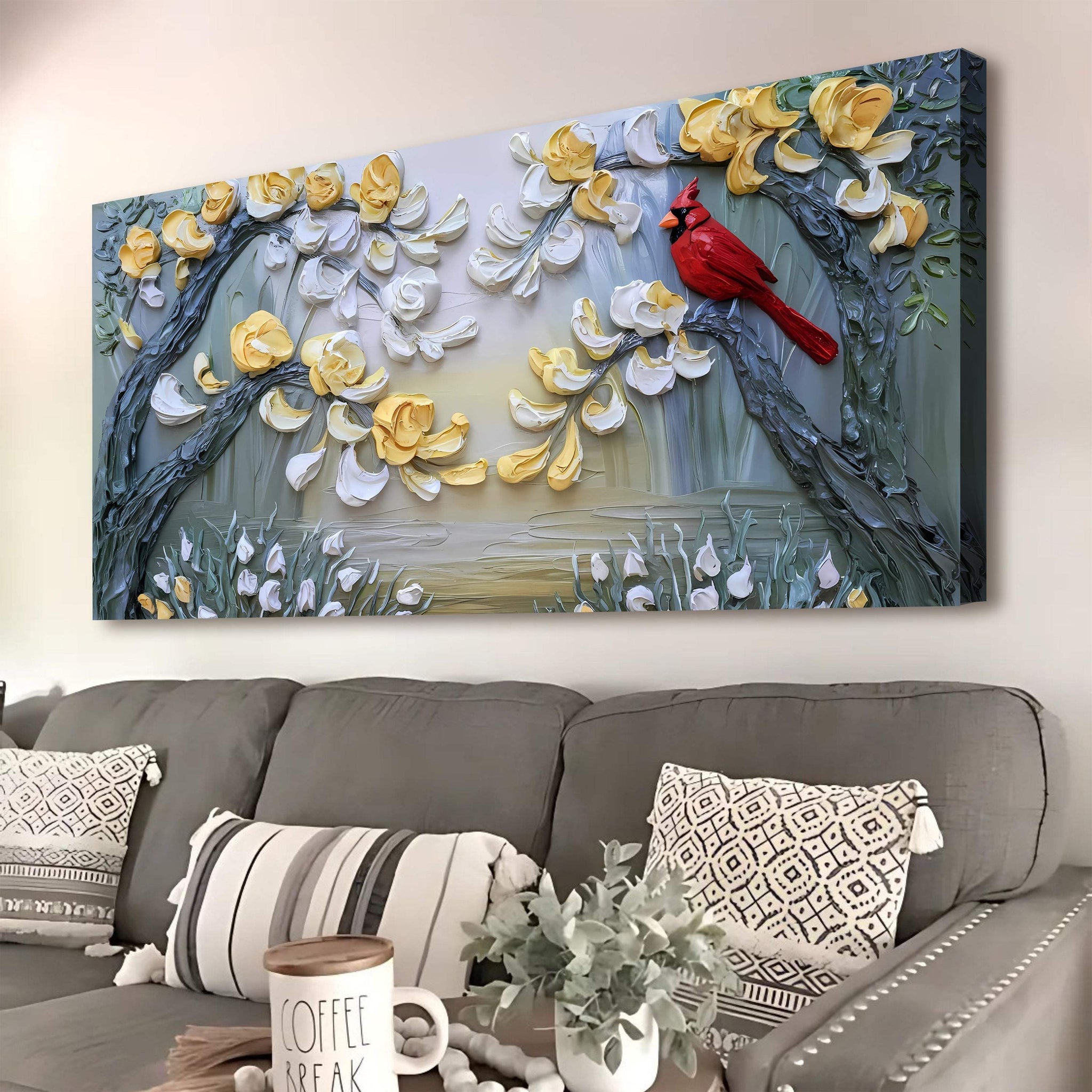 Golden Petals and Scarlet Wings Wall Art - Tailored Canvases - Flyclothing LLC