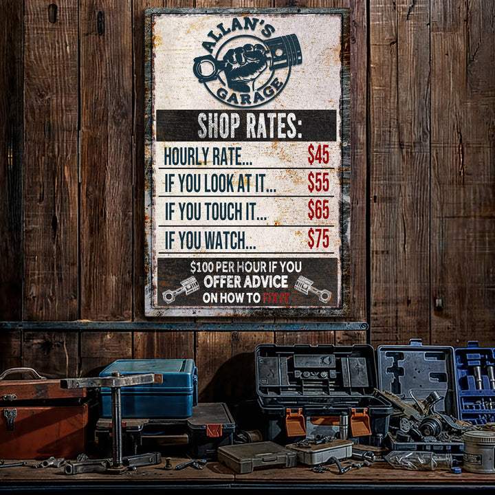 Garage Rules Sign - Tailored Canvases - Flyclothing LLC