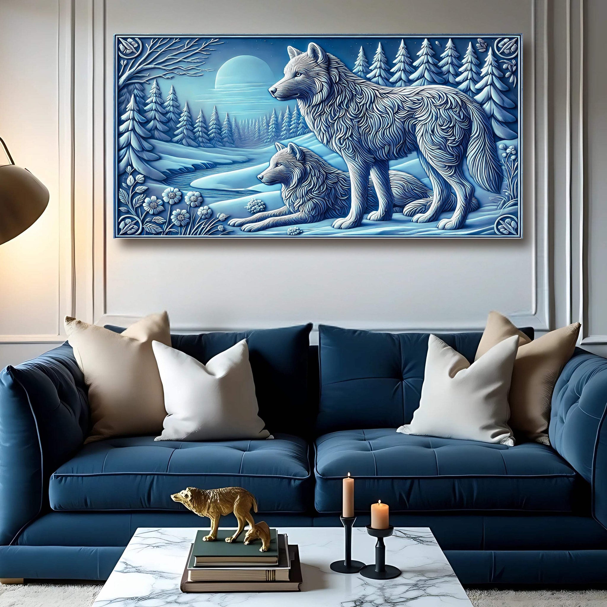 3D Wolves Wall Art VI - Tailored Canvases - Flyclothing LLC