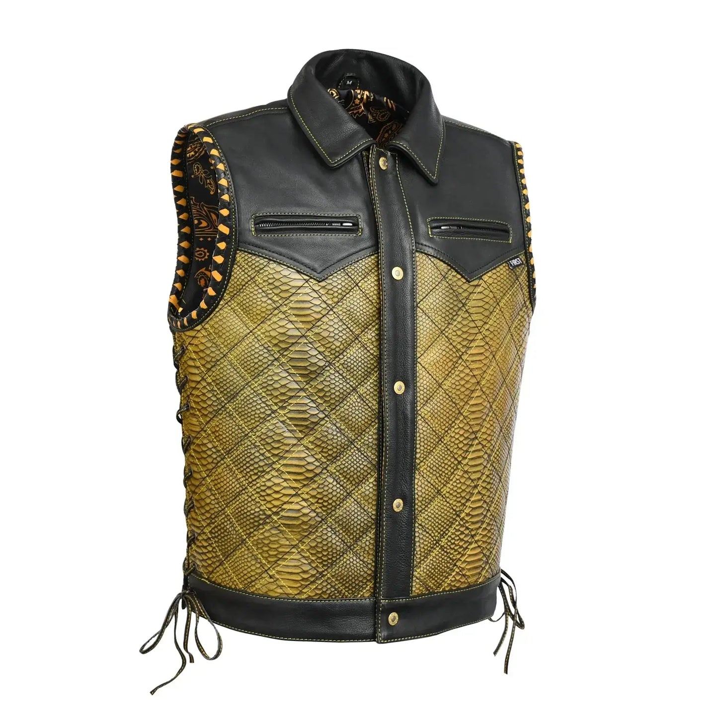 Kingsnake Men’s Motorcycle Leather Vest - First Manufacturing Company - Flyclothing LLC