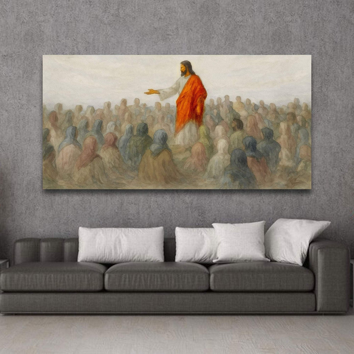 Jesus Speaking To Crowd Faith Wall Art III - Tailored Canvases - Flyclothing LLC