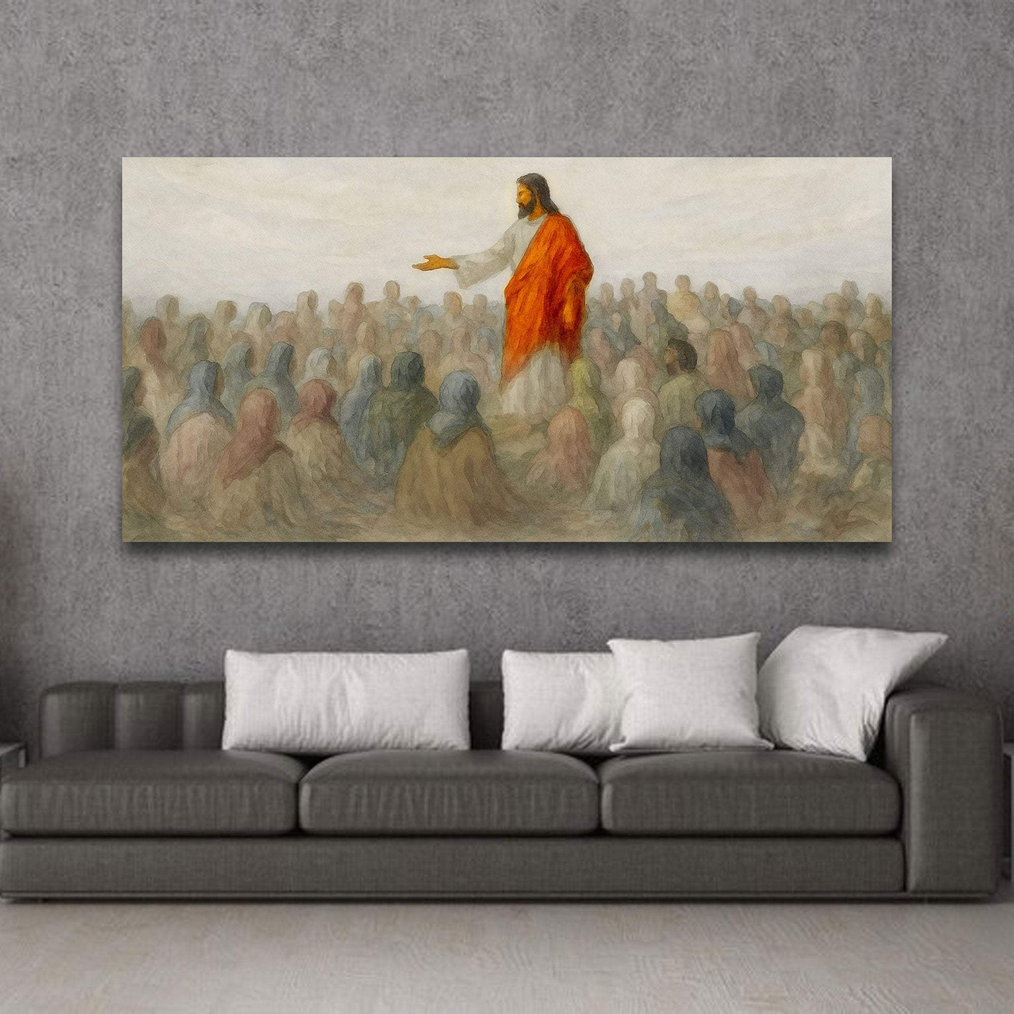 Jesus Speaking To Crowd Faith Wall Art III - Tailored Canvases - Flyclothing LLC