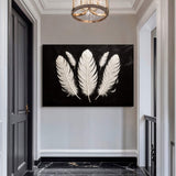 Minimalist Monochrome Feather Wall Art - Tailored Canvases - Flyclothing LLC