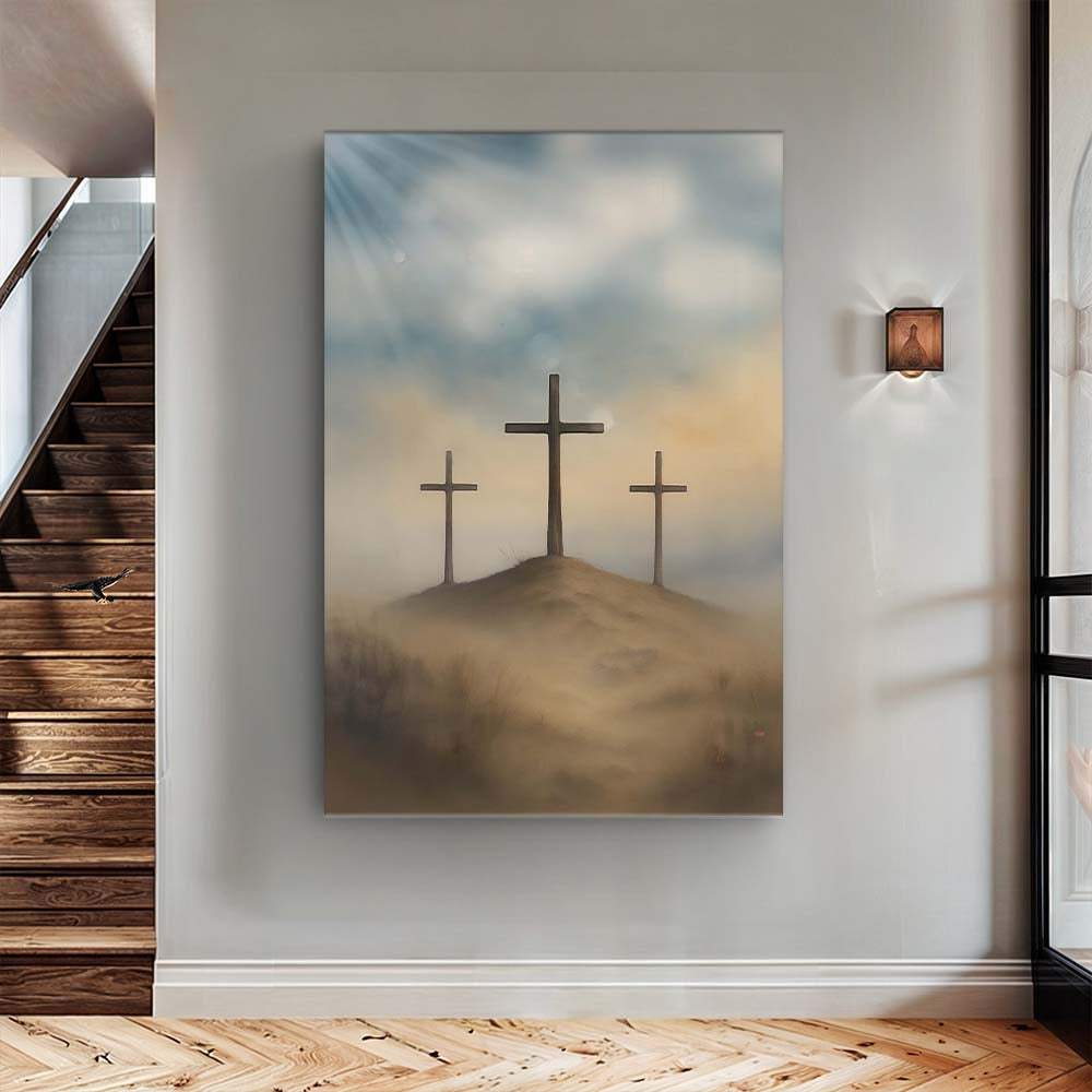 Three Crosses on Calvary Faith Wall Art II - Tailored Canvases - Flyclothing LLC