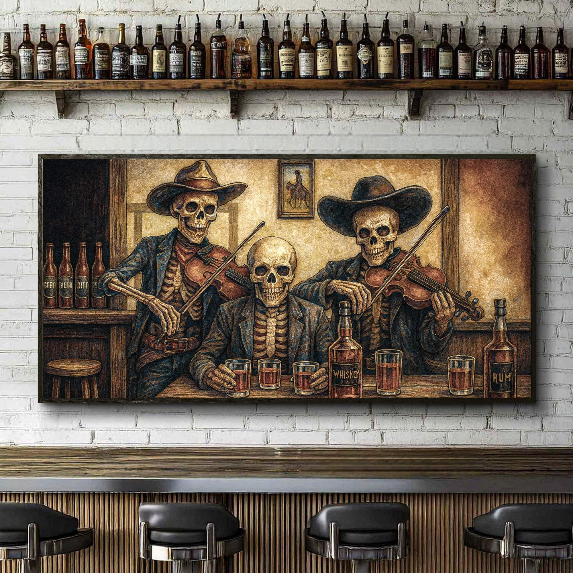 Cowboy Skeletons Western Bar Wall Art - Tailored Canvases - Flyclothing LLC