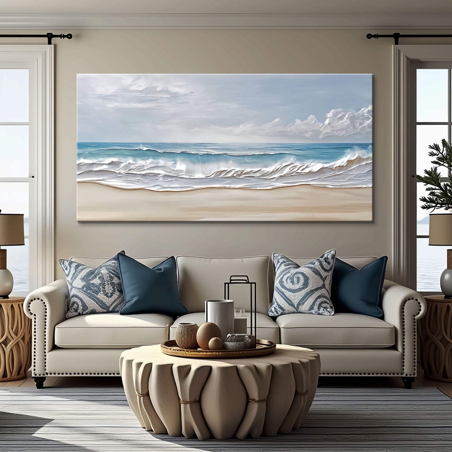 Serene Ocean Wave Coastal Wall Art VII - Tailored Canvases - Flyclothing LLC