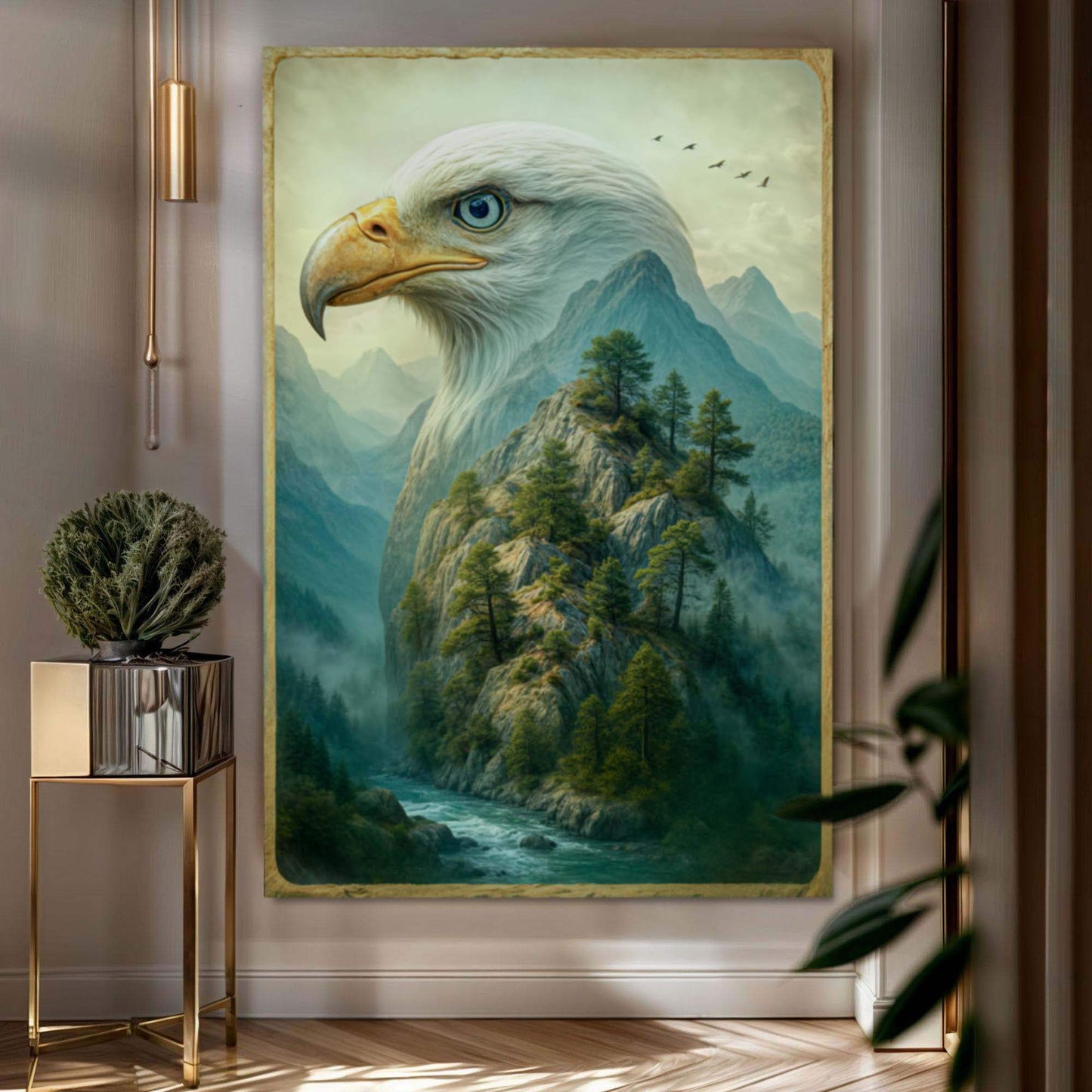 Eagle Over The Canyon Double Exposure Wall Art - Tailored Canvases - Flyclothing LLC