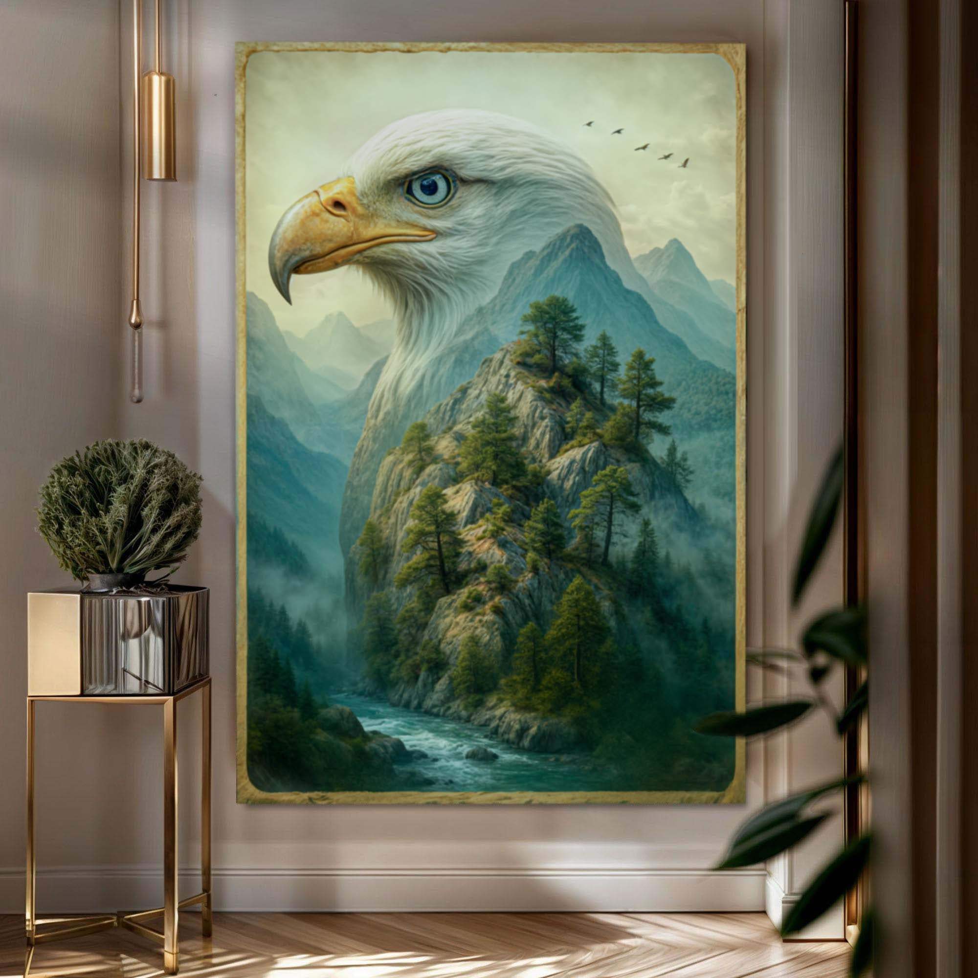 Eagle Over The Canyon Double Exposure Wall Art - Tailored Canvases - Flyclothing LLC