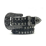 Black Skull With Black & Crystal Rhinestone Belt - Rhinestone Belt Store - Flyclothing LLC