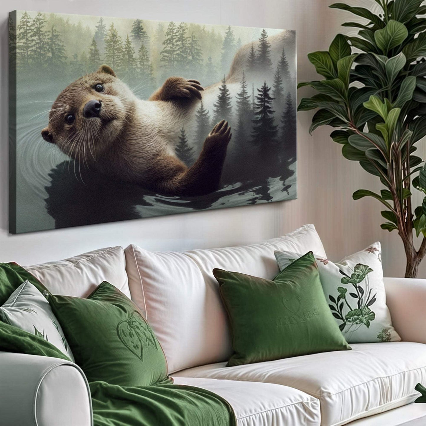 Otter Double Exposure Wall Art - Tailored Canvases - Flyclothing LLC