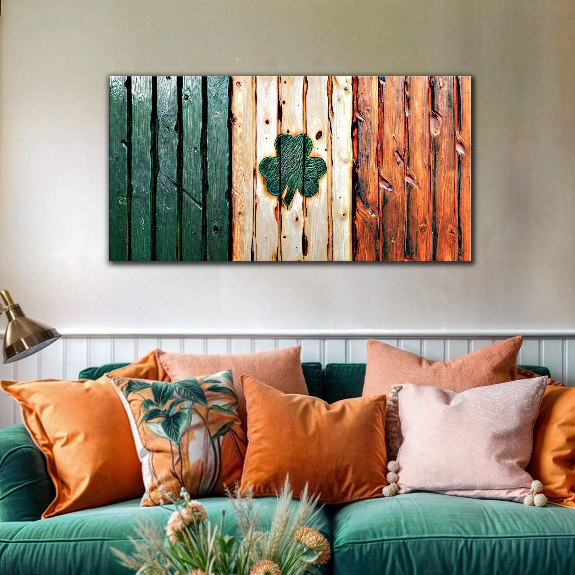 Irish Shamrock Glory Wooden Flag Wall Art - Tailored Canvases - Flyclothing LLC