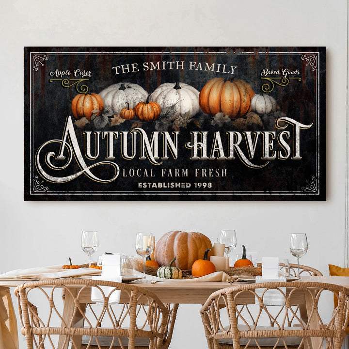 Family Autumn Harvest Thanksgiving Sign - Tailored Canvases - Flyclothing LLC