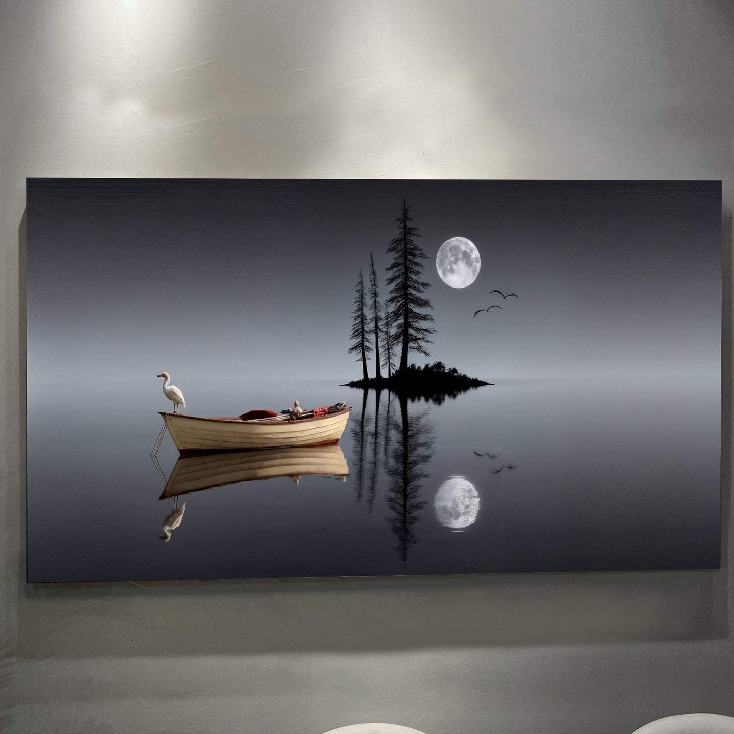 Modern Minimalist Night Lake Wall Art - Tailored Canvases - Flyclothing LLC