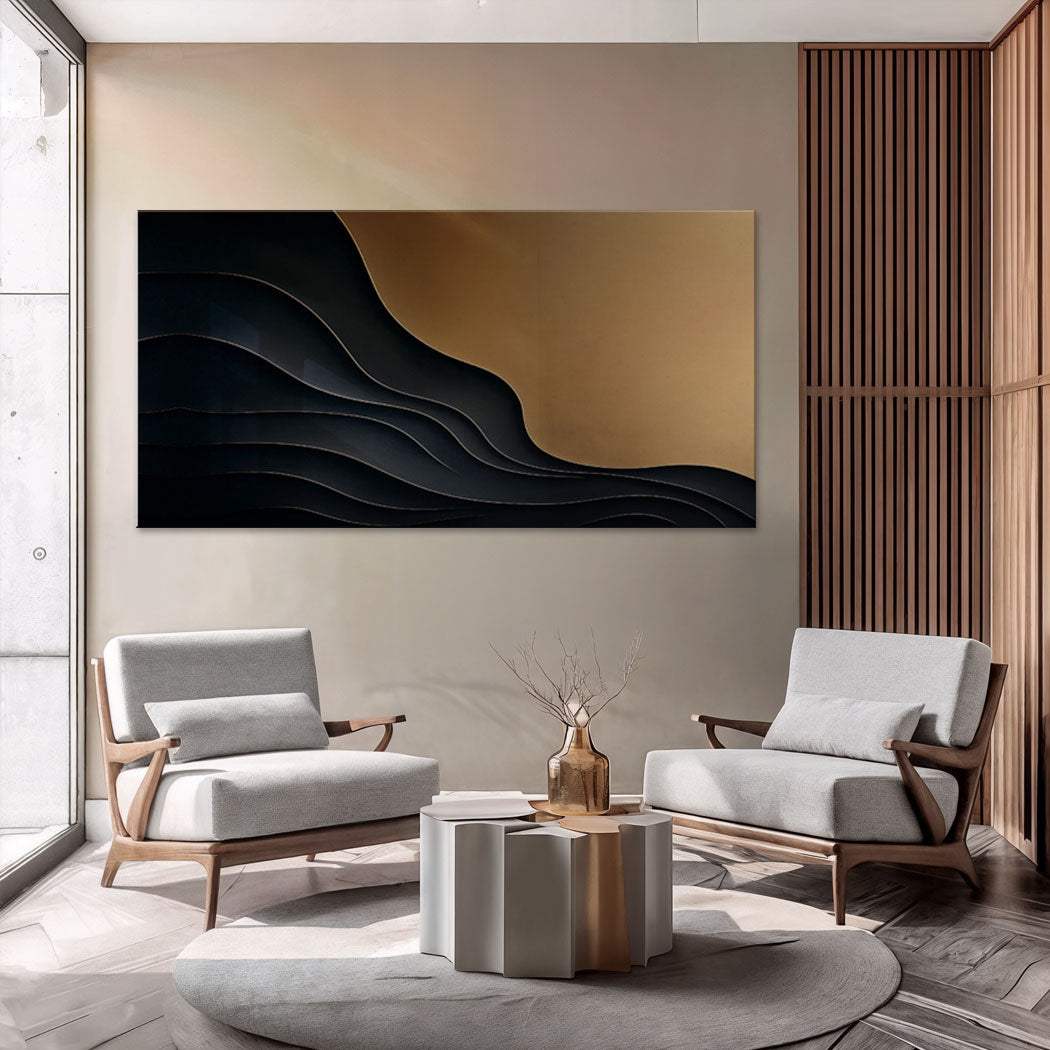 Black And Gold Minimalist Abstract X - Tailored Canvases - Flyclothing LLC
