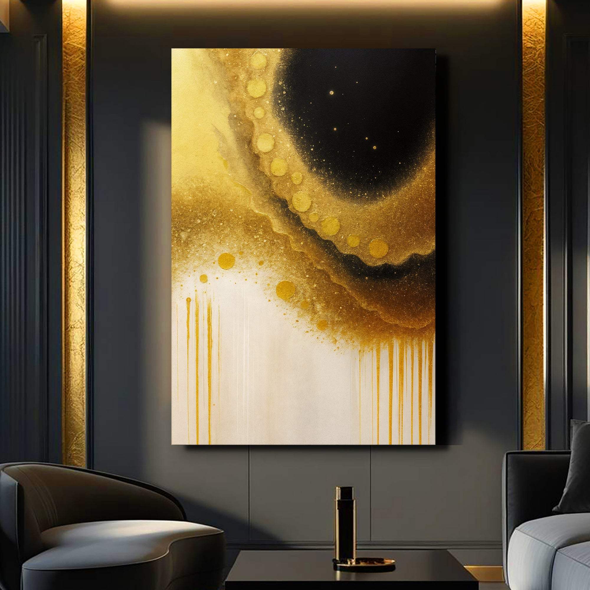 Minimalist Black and Gold Wall Art - Tailored Canvases - Flyclothing LLC