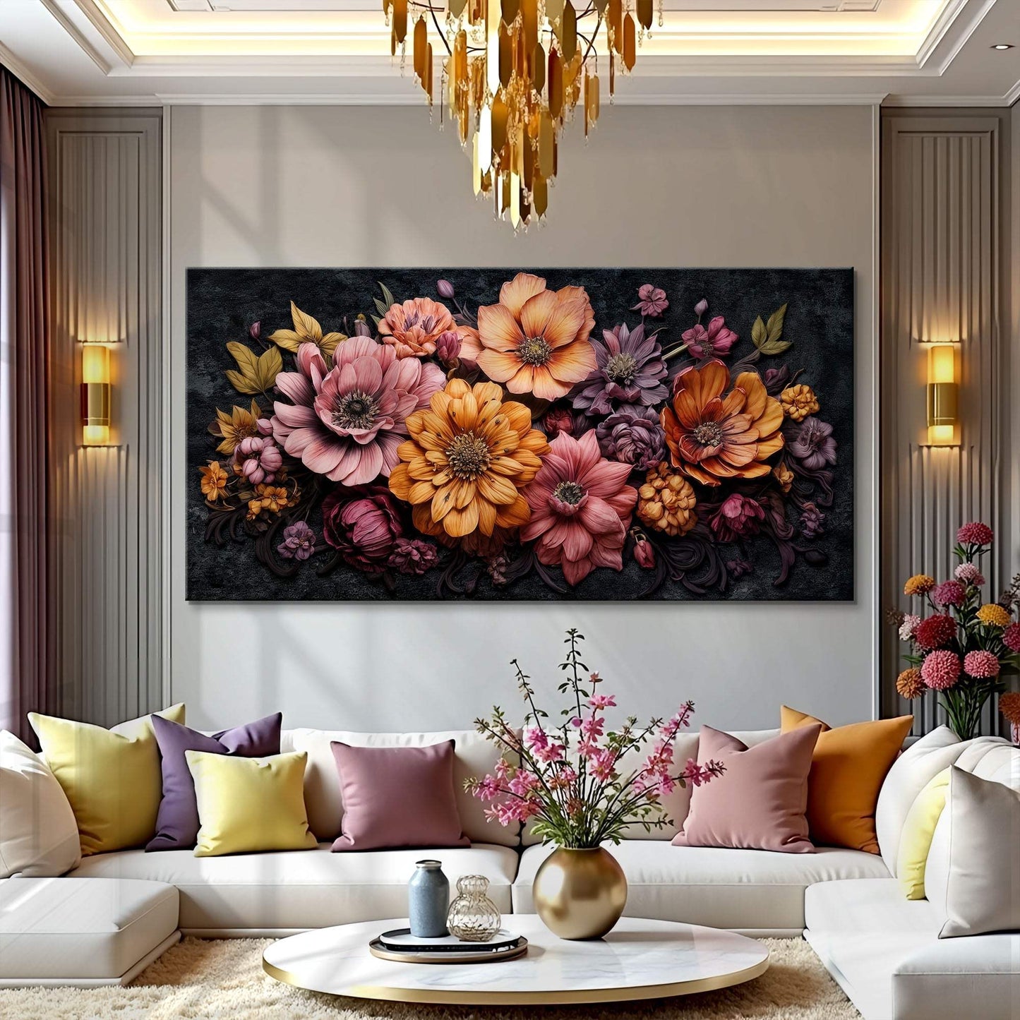 Colorful Floral Realistic Wall Art - Tailored Canvases - Flyclothing LLC