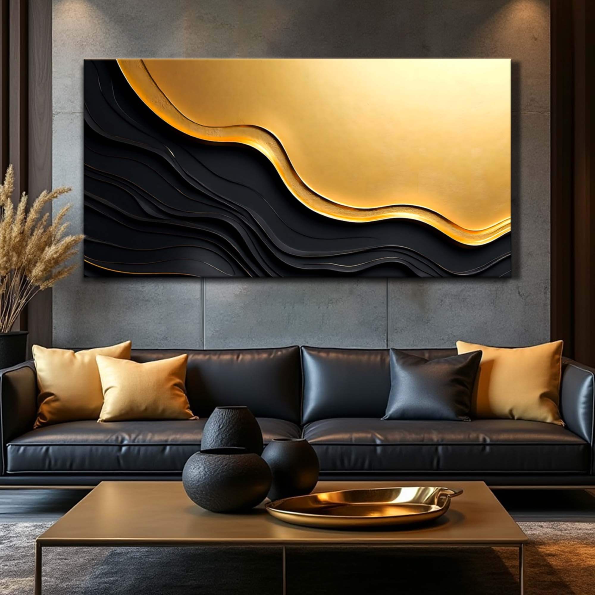 Black And Gold Minimalist Abstract V - Tailored Canvases - Flyclothing LLC