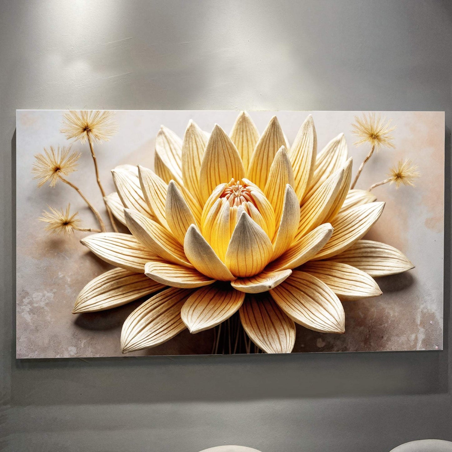 Golden Lotus Minimalist Abstract Wall Art II - Tailored Canvases - Flyclothing LLC
