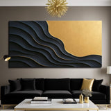 Black And Gold Minimalist Abstract XII - Tailored Canvases - Flyclothing LLC