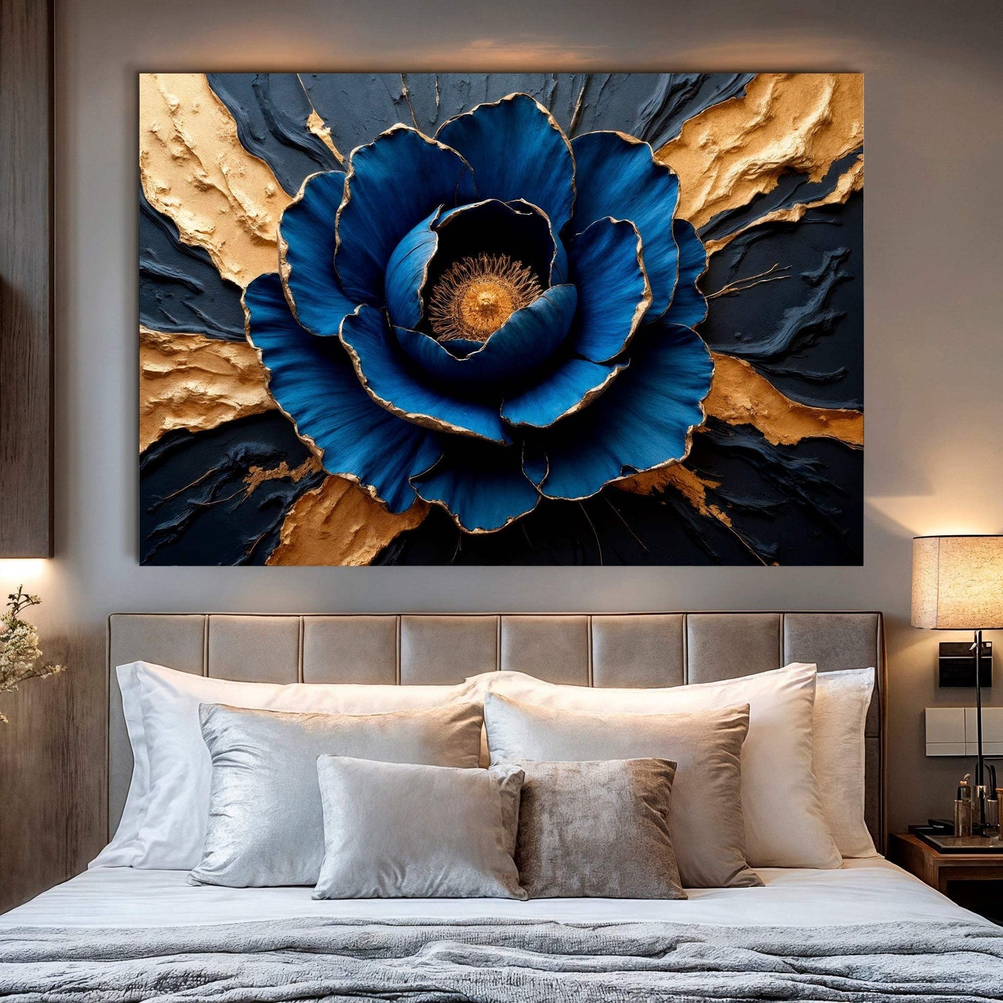 Sapphire Bloom Wall Art - Tailored Canvases - Flyclothing LLC