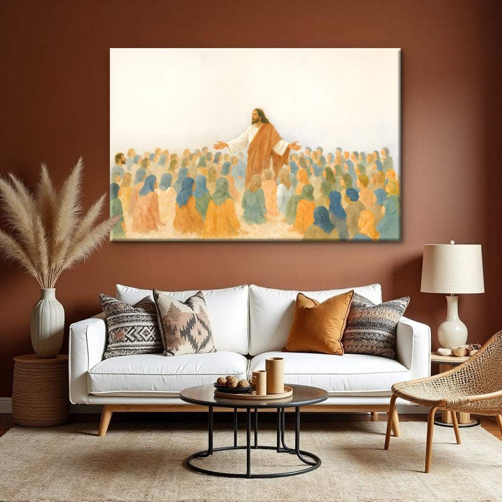 Jesus Speaking To Crowd Faith Wall Art - Tailored Canvases - Flyclothing LLC