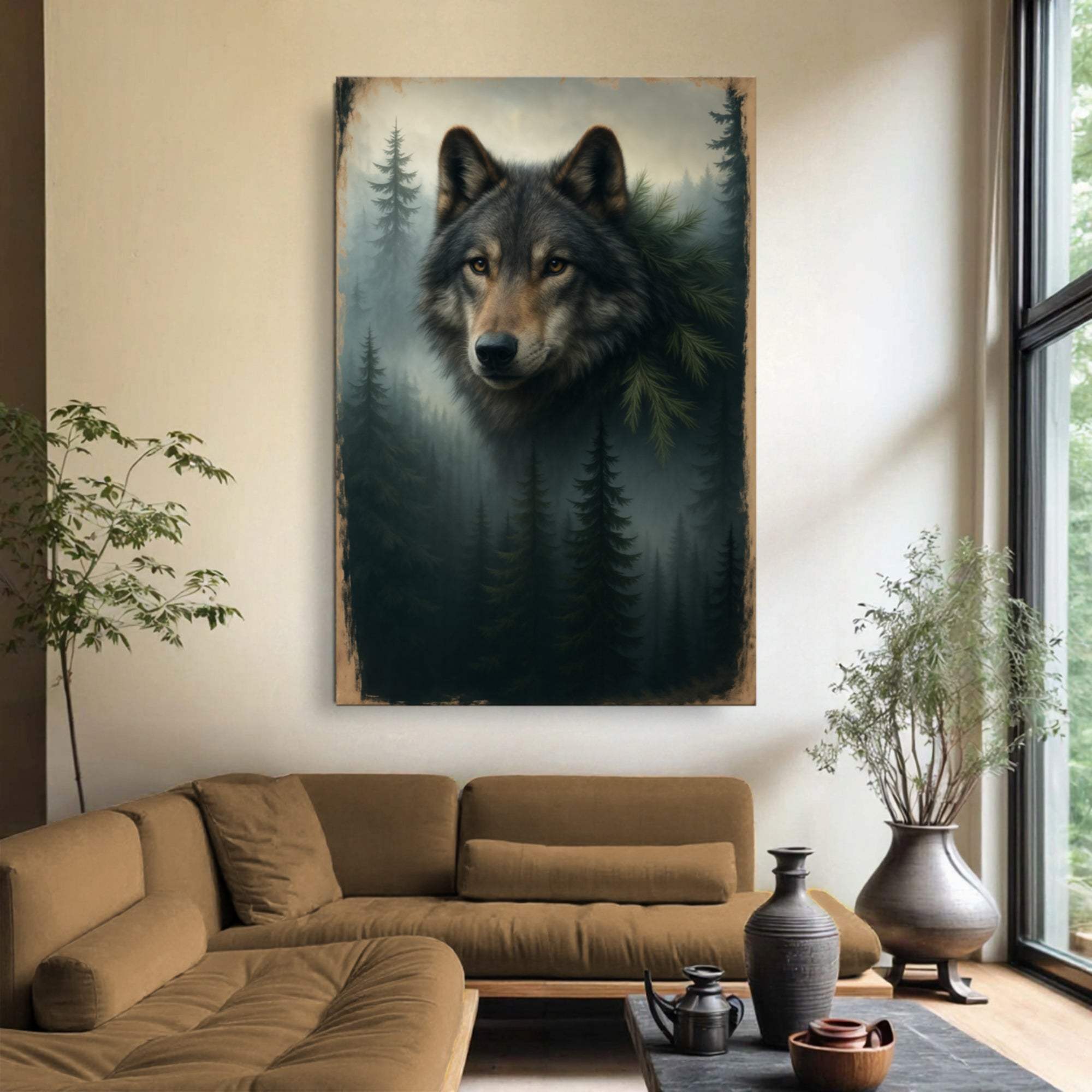 Wolf Double Exposure Wall Art V - Tailored Canvases - Flyclothing LLC