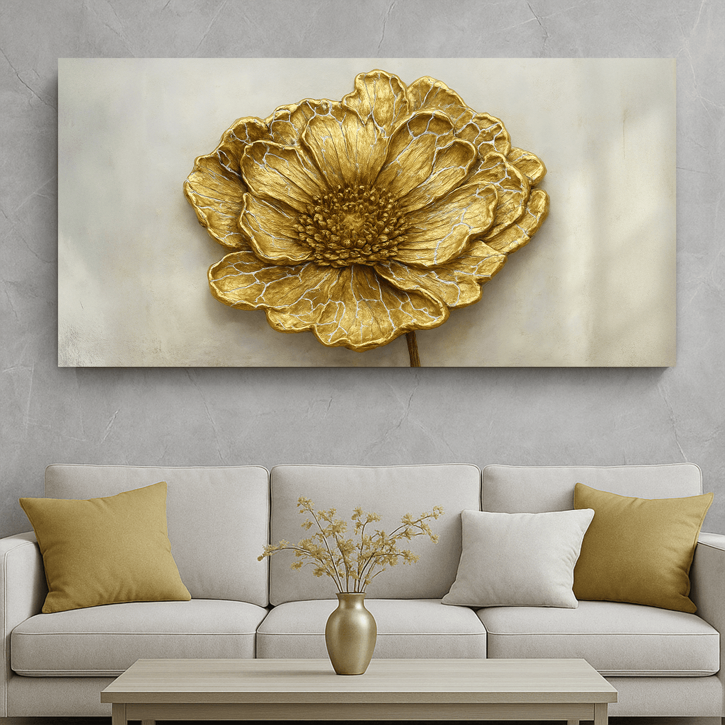 Golden Dandelion Minimalist Abstract Wall Art VI - Tailored Canvases - Flyclothing LLC