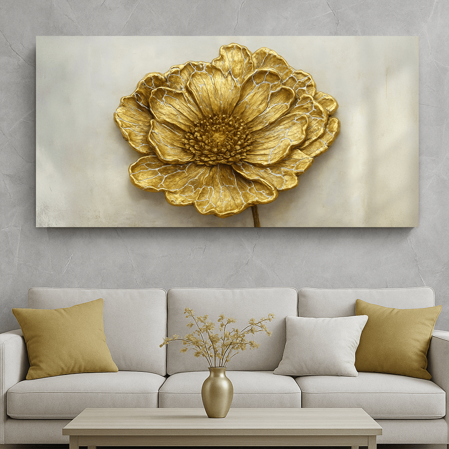 Golden Dandelion Minimalist Abstract Wall Art VI - Tailored Canvases - Flyclothing LLC